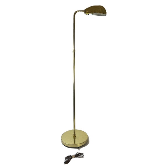 1970s MCM Regency Leviton Clam Shell Brass Pharmacy Floor Lamp