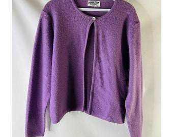90s Pendleton mujeres grande pequeña lana cardigan suéter púrpura, suéter de cárdigan de mujer Pendleton, suéter de lana vintage peor