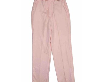 Jaren '80 Womens 12 High Rise Belted Chino Pants Pink Preppy Streetwear, Womens Chino Pants, Vintage Belted Pants, jaren 1980 Damesbroek, Preppy Pant