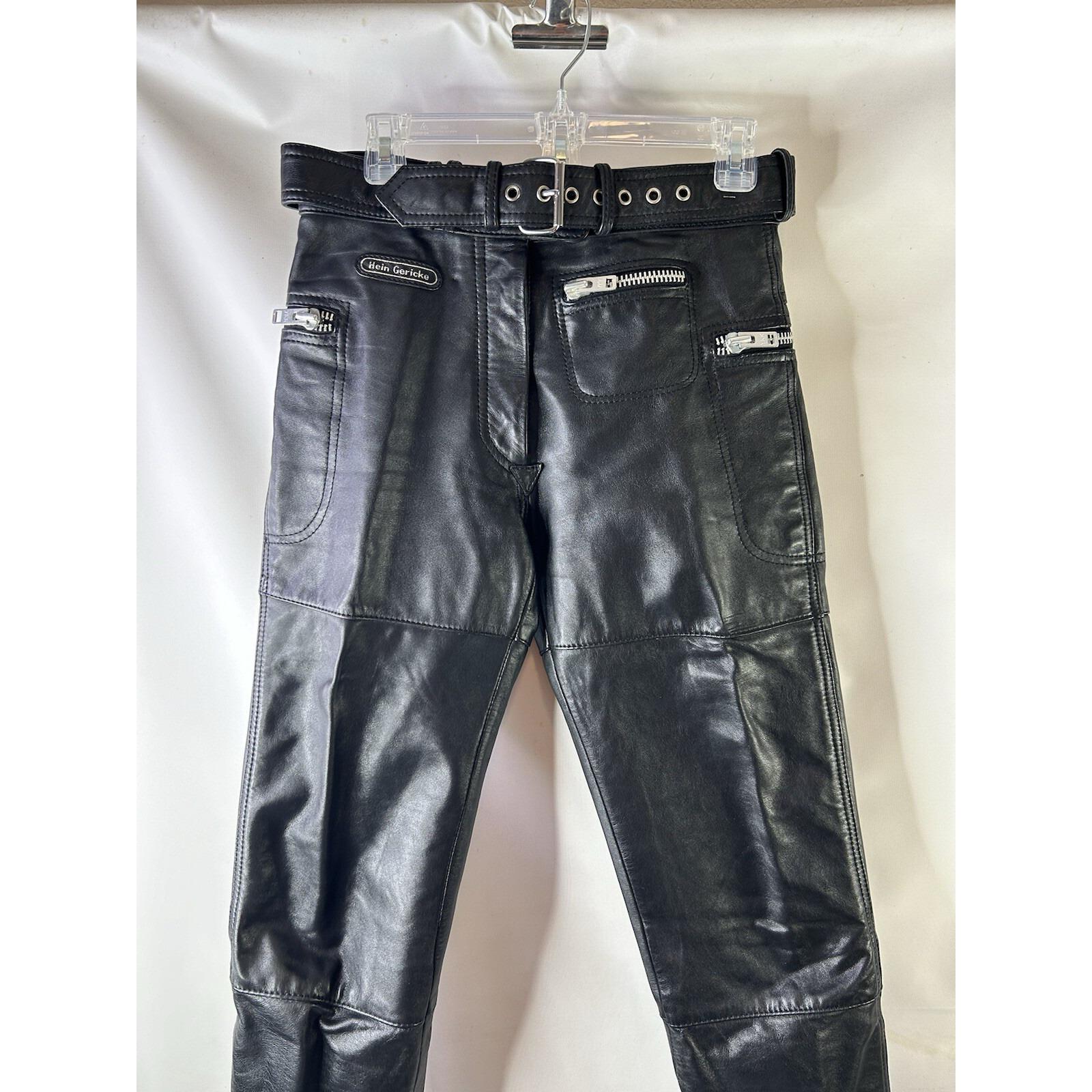 hein gericke ⭐︎ 58 レザーパンツ ライディングパンツ 本革 牛革 90年代 Hein Gericke レディース 12インチ 本革 ベルト付き ジップ