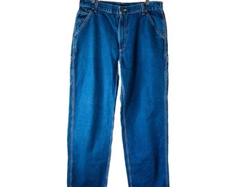 Vaqueros holgados Carhartt de los años 90 para hombre, 36 x 32, con parches Spell Out, EE. UU., Vaqueros Carhartt para hombre, Vaqueros Carhartt vintage, Vaqueros holgados