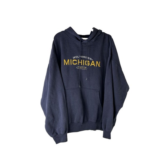 90s Michigan Wolverines Stitched Faded Hooded Swe… - image 1