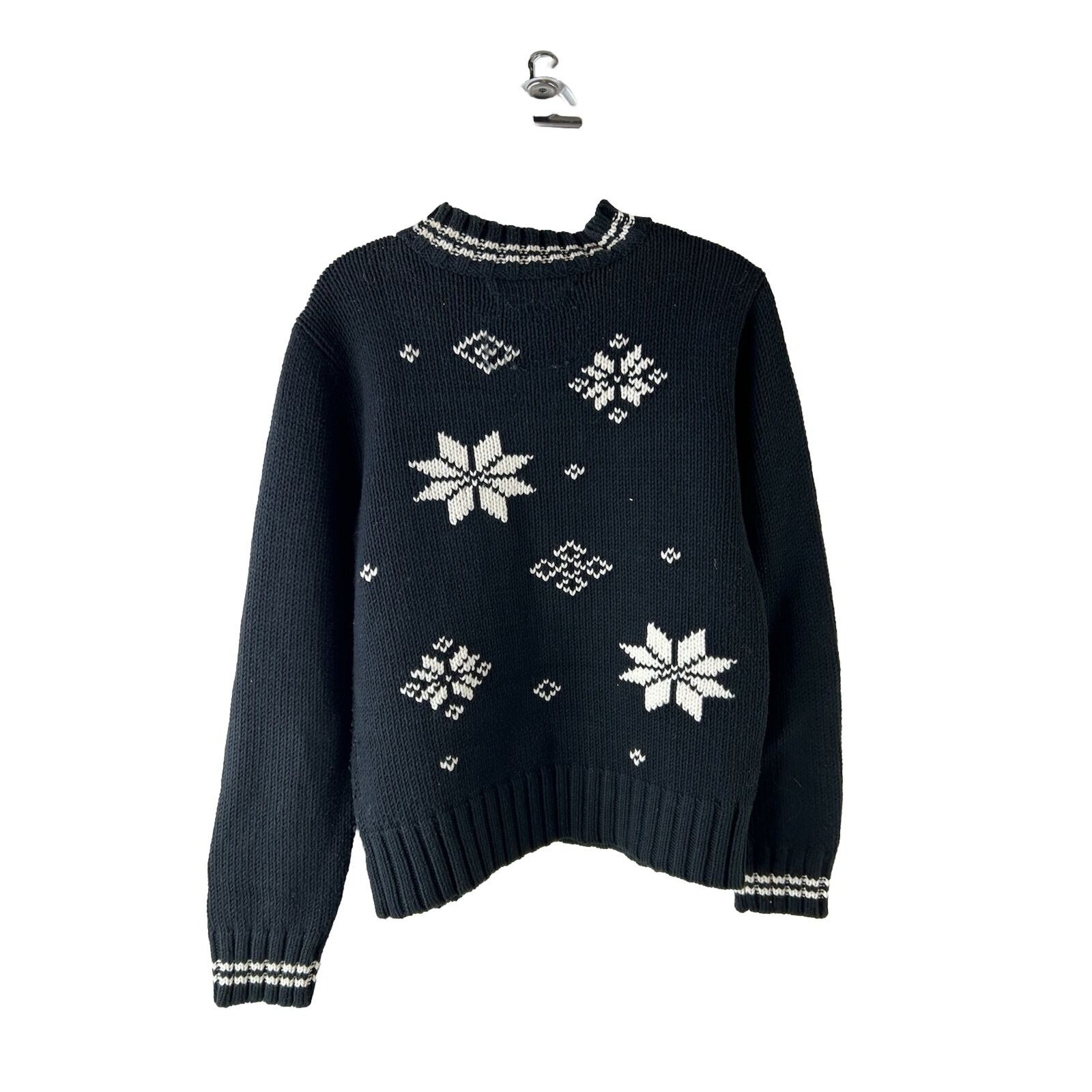 Y2K Tommy Hilfiger Womens Medium Snowflake All Over Knit Turtleneck Sweater, Tommy Hilfiger Womens Sweater, Vintage Knit Turtleneck Sweater