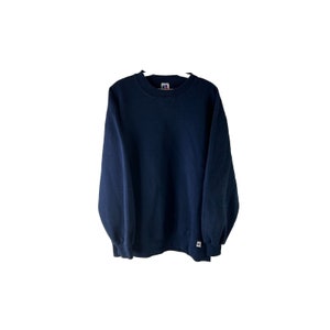 90s Russell Athletics Mens Large Faded Crewneck Sweatshirt Navy