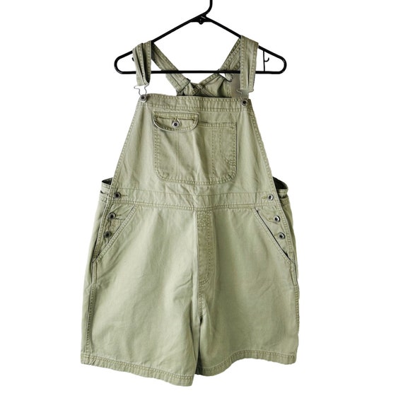 Y2K Womens XL Baggy Cargo Chino Cotton Short Bib … - image 1