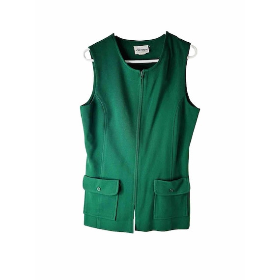 70s Womens Large Knit Double Pocket Full Zip Vest… - image 1