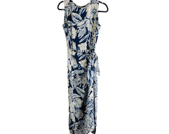 90s Womens 6 Silk Hawaiian Floral Wrap Midi Maxi Dress Beach, Womens Silk Dress, Vintage Wrap Dress, Hawaiian Dress