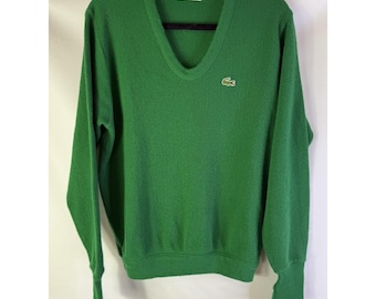 Maglione Lacoste anni '80 da uomo, taglia M, con logo coccodrillo/alligatore, stile preppy americano, maglione vintage Lacoste, maglione da uomo lavorato a maglia, maglione preppy
