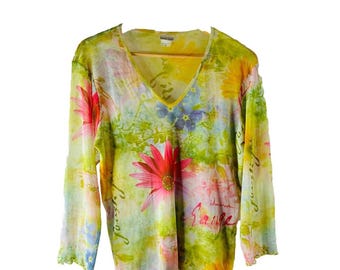 Y2K Damen Blumen Bluse groß Shirt Shirt Fairy Skater, Damen Blumen Bluse, Vintage Fee Top, schiere Bluse