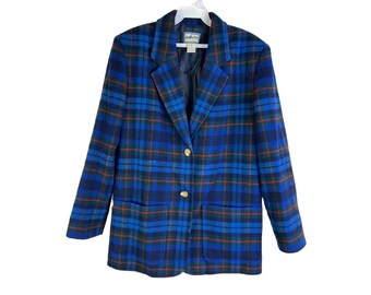 90s Pendleton Womens Small Wool Multicolor Plaid Baggy Blazer Jacket USA, Pendleton Womens Blazer, Vointage Boyfriend Blazer, Plaid Blazer