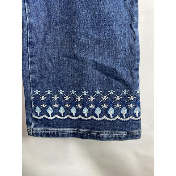 Y2K Womens 20 W Embroidered Floral Baggy Flared Jeans Skater Grunge, Womens Embroidered Jeans, Vintage Baggy Jeans, Flared Jeans View 4