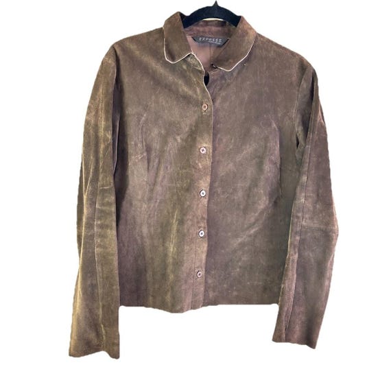 90s Express Womens 8 Suede Leather Button Front Collared Shirt Western,  Express Womens Button Shirt, Vintage Suede Leather Button Shirt - Etsy  Israel