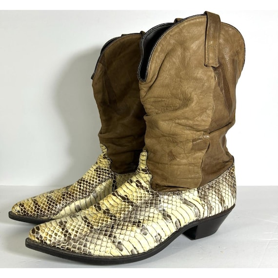 90s Snake Skin Python Leather Western Cowboy Boot… - image 6