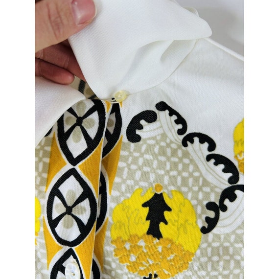 70s Womens Medium Pointed Loop Collar Printed Kni… - image 4