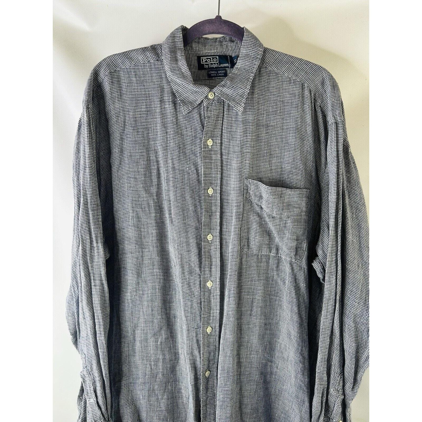 90s Polo Ralph Lauren Mens XL Lowell Sport Linen Houndstooth