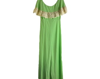 Vestido de encaje con hombros descubiertos para mujer de los años 70, estilo cottagecore de hadas, vestido de punto de los años 70, vestido de hadas vintage, vestido con hombros descubiertos