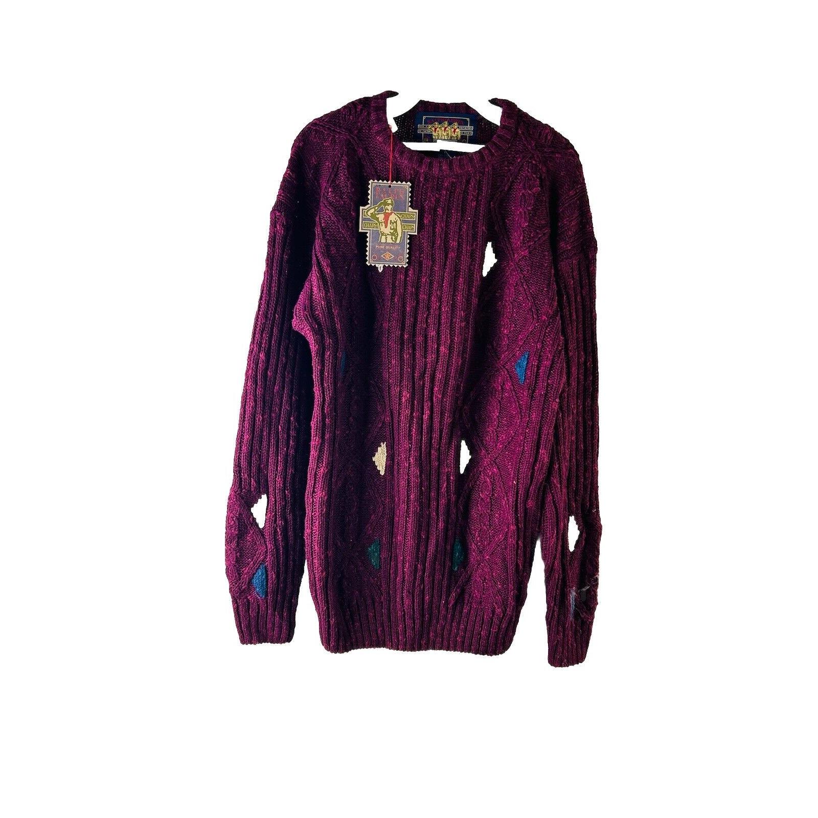 NOS 90s Chaps Ralph Lauren Mens Large Linen Cotton Cable Knit 