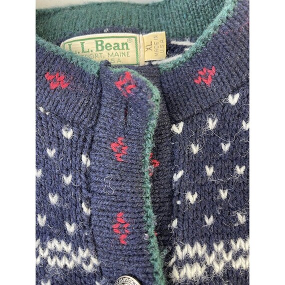80s L.L. Bean Womens XL Wool Fair Isle Knit Cardi… - image 3
