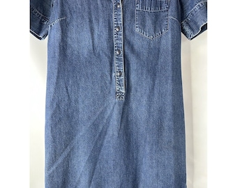 eddie bauer denim dress Button Front Denim Dress S