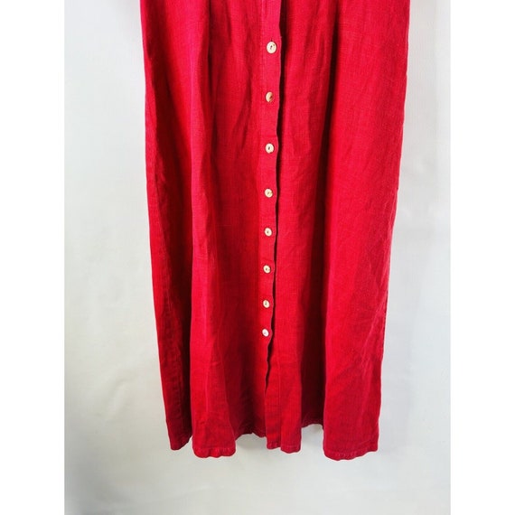 90s Womens Small Gauzy Linen Button Front Long Co… - image 5