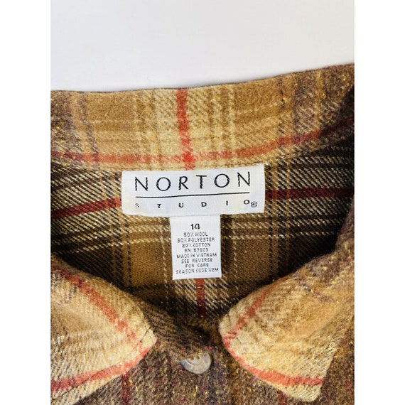 90s Womens 14 Wool Chamois Cloth Country Plaid Fr… - image 2