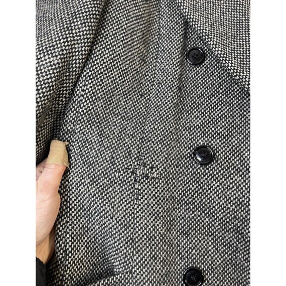 80s Womens 10 Wool Tweed Velour Collar Double Breast Trench Coat