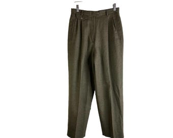 Vintage 90s Ralph Lauren Designer Wool Slacks Trousers Houndstooth