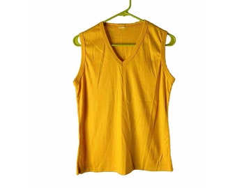 70s Womens Large Blank V Neck Single Stitch Sleeveless Shirt Tank Preppy, Womens Sleeveless Shirt, Vintage Tank Top, 1970s Shirt