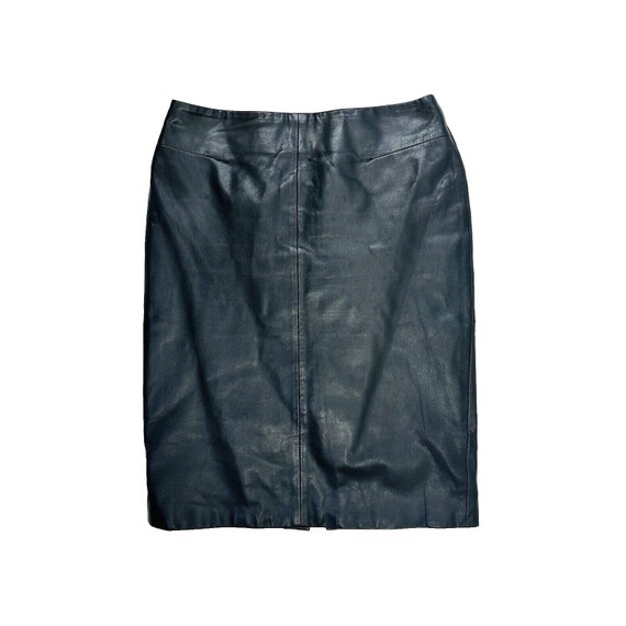 Y2K Womens 6 Leather Straight Pencil Knee Skirt G… - image 1