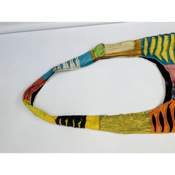 90s Hippy Boho Rainbow Patchwork Shoulder Bag Tot… - image 3