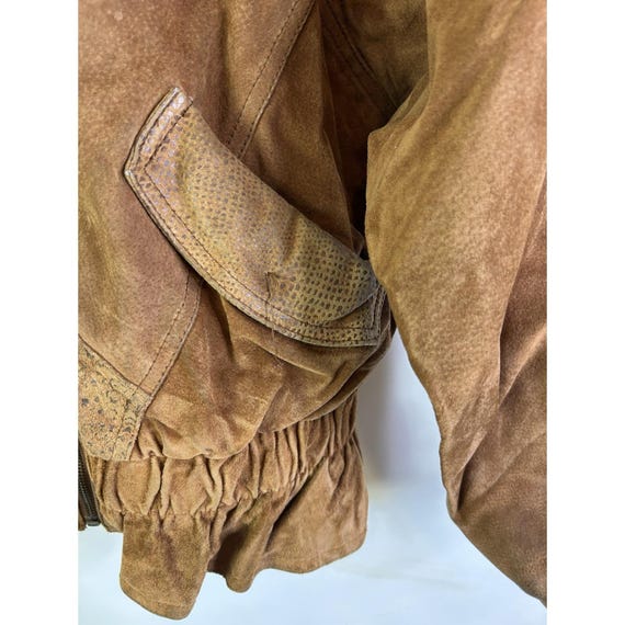 90s Womens Medium Suede Leather Patchwork Dolman … - image 4