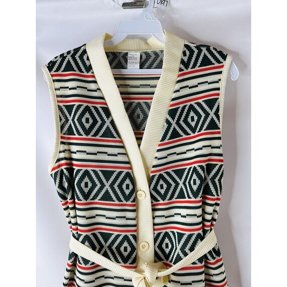 70s Womens XL Southwestern Knit Belt Sweater Vest… - image 4