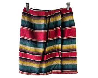 90s mujeres XS Southwestern Stripe Faux Wrap Mini Falda USA Vaquera, Falda envolvente para mujer, Minifalda vintage, Falda del suroeste
