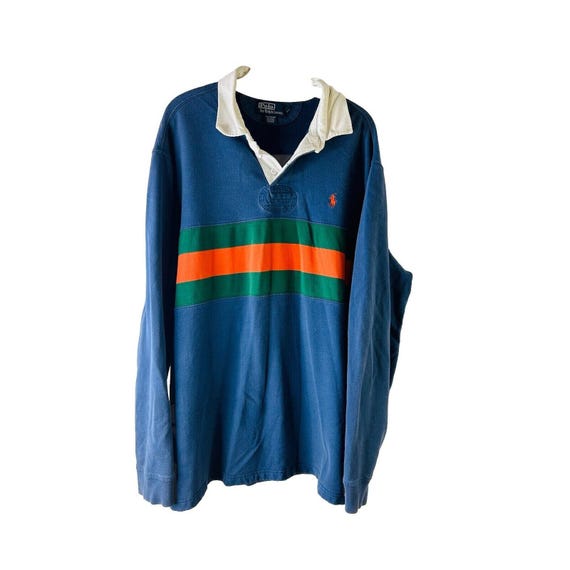 90s Polo Ralph Lauren Mens 2XL Faded Color Block Long Sleeve Polo Shirt Ralph Lauren Polo Shirt Vintage Rugby Shirt Faded Shirt Etsy