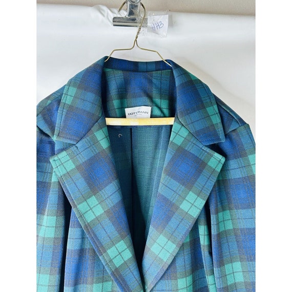 70s Womens 14 Tartan Plaid Knit Blazer Jacket Wid… - image 6