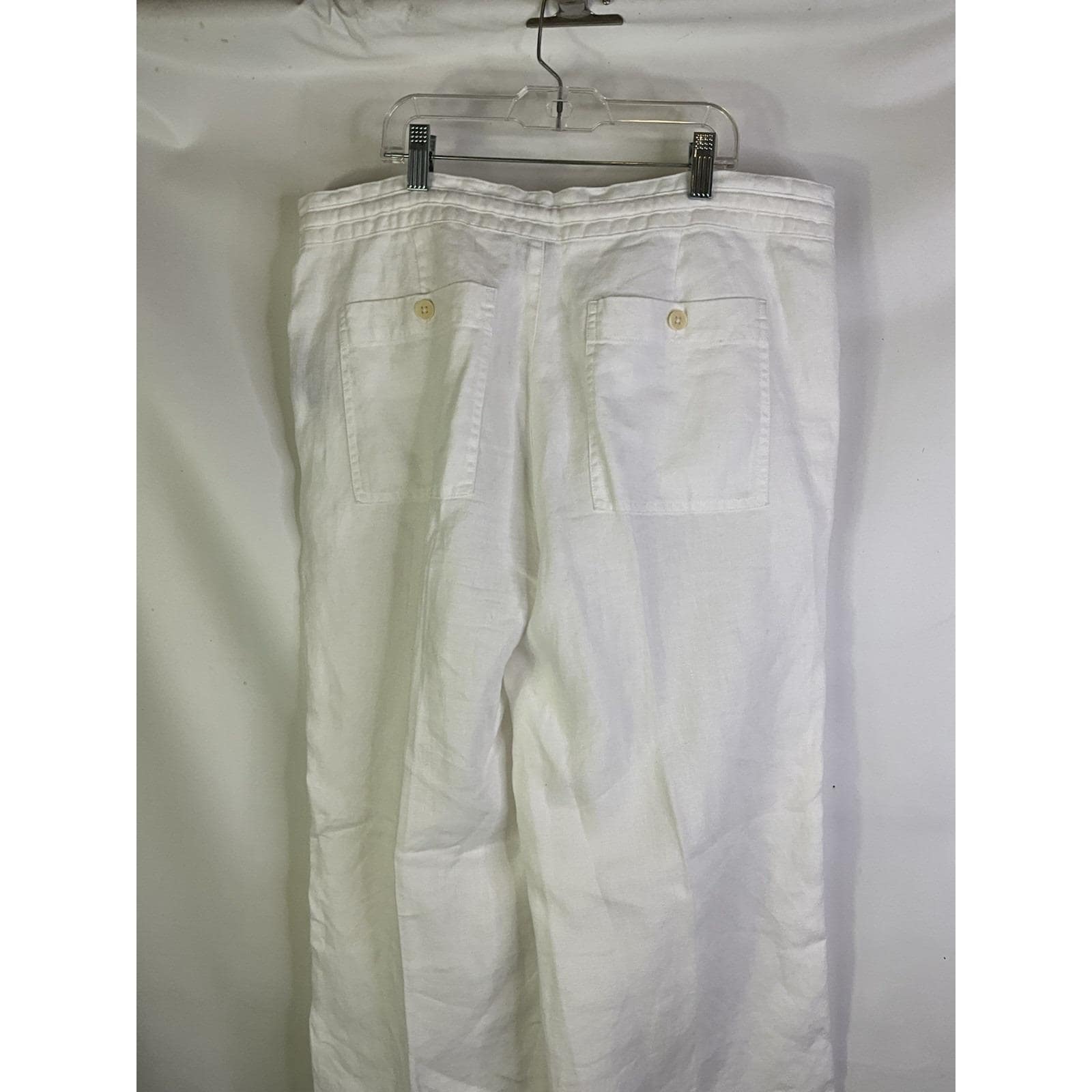 90s Lauren Ralph Lauren Womens 10 Linen White Wide Leg Pants