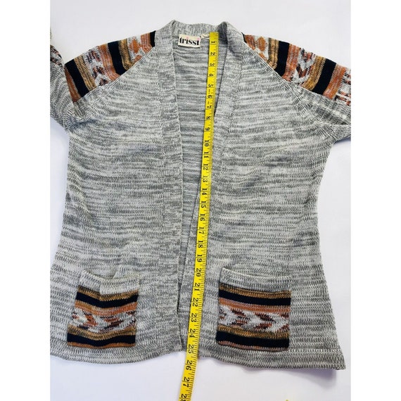 70s Womens Medium Southwestern Knit Bell Sleeve O… - image 5