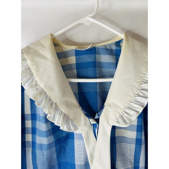 80s Womens Medium Picnic Plaid Puff Sleeve Button… - image 4