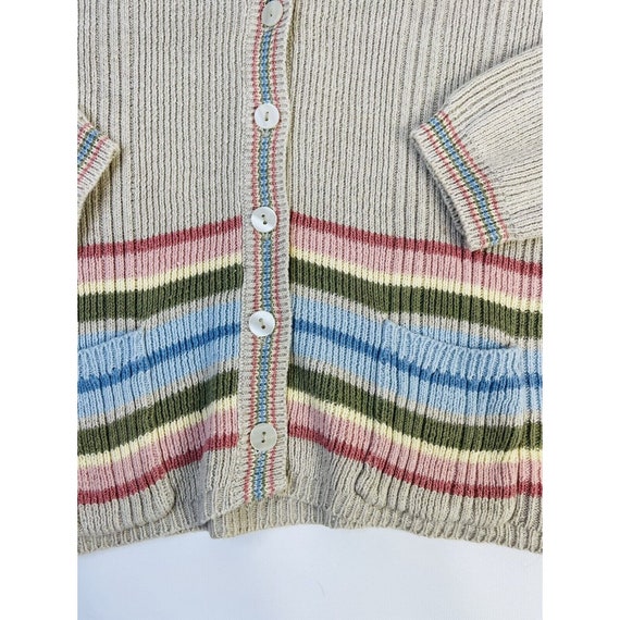 90s Womens Medium Rainbow Knit Color Block Cardig… - image 2