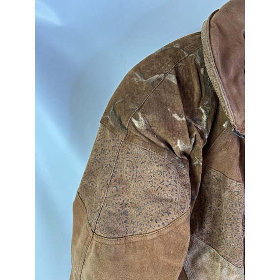 90s Womens Medium Suede Leather Patchwork Dolman … - image 6