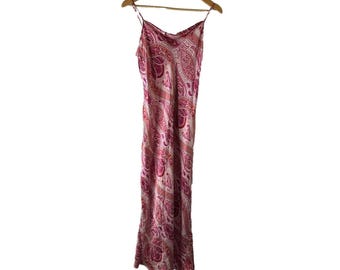 Robe fourreau en soie cachemire rose moyen pour femme de l'an 2000 fée, robe fourreau en soie pour femme, robe de fée vintage, robe fourreau de l'an 2000