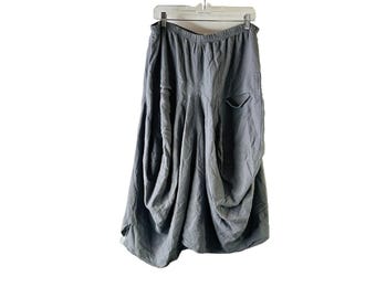 Y2K Womens 2XL Cotton Pull On Draped Flowy Skirt Gray USA Lagenlook, Womens Pull On Skirt, Vintage Cotton Skirt, Lagenlook Skirt