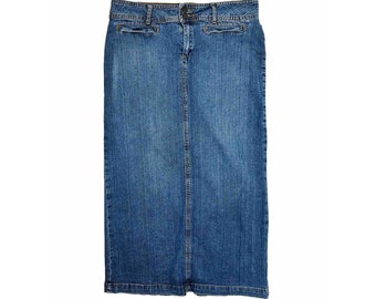 Y2K damska 12 wyblakłych dżinsów Jean długa prosta spódnica maxi grunge streetwear, damska spódnica dżinsowa, długa spódnica dżinsowa vintage, spódnica grunge