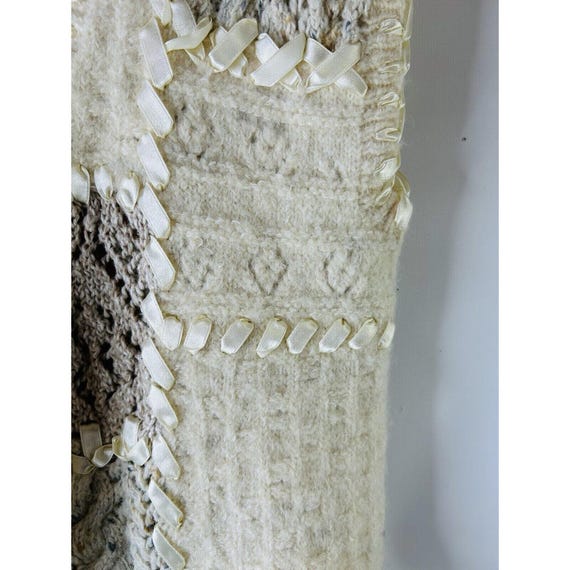 80s Womens Medium Wool Knit Patchwork Cardigan Sw… - image 6