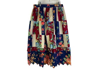 Women's Handmade Patchwork Midi Skirt Liberty Morris Vintage