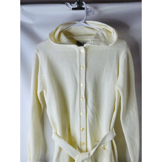 70s Womens Larg Knit Hood Belt Cardigan Sweater C… - image 3