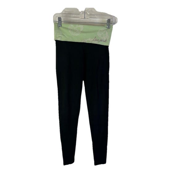 Y2K PINK Womens XS Fold Over Leggings Pants Skull Bling