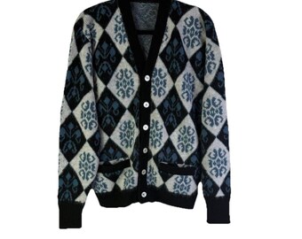 Vintage 60s Dick Van Dyke Cardigan Pumpkin Orange 1960 Mens