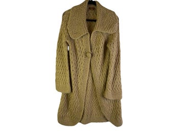 Cardigan lungo in maglia mohair Y2K da donna, con motivo a trecce, stile grunge, maglione da donna in mohair, maglione spolverino vintage, cardigan lungo