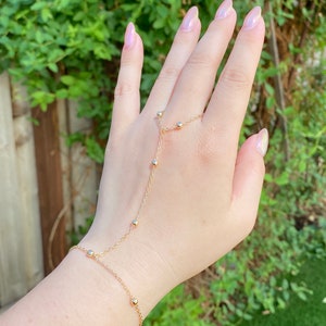 Gold Hand Chain  Dainty Sparkling  bracelet Love hand chain bracelet gift for her birthday gift Minimalism Pearl Hand Chain gift